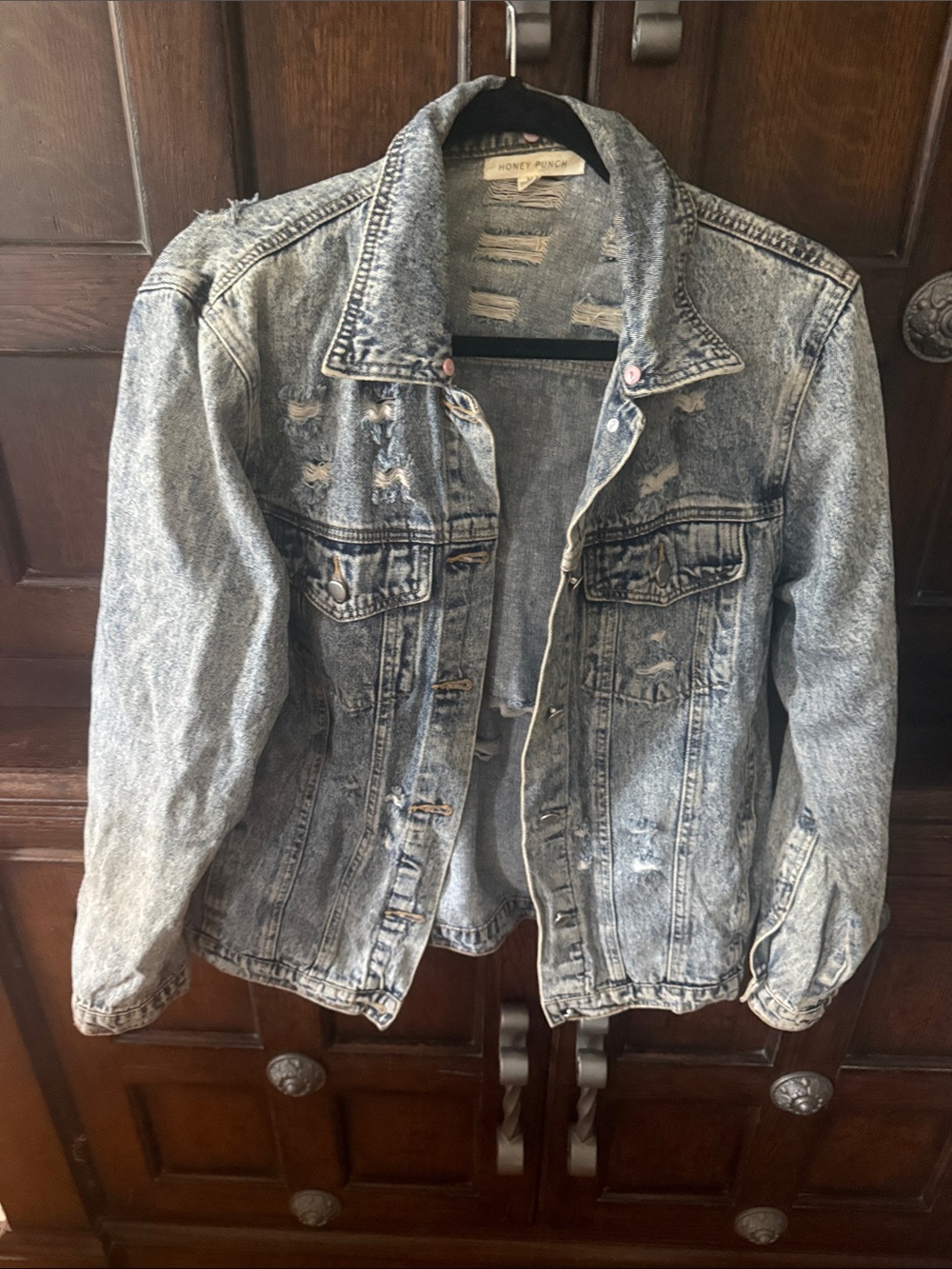 Honey Punch Light Acid Wash Denim Jacket